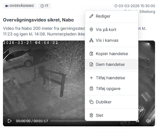Gem hændelse som HTML med billeder og kortudsnit