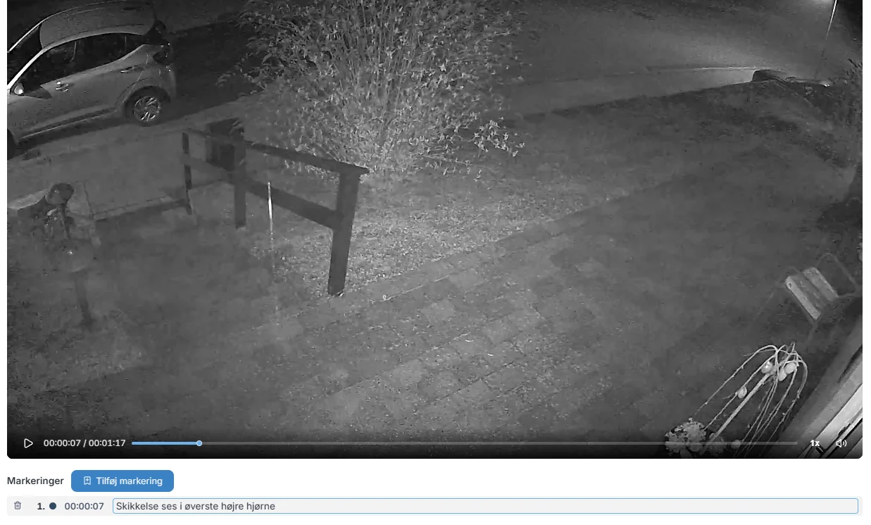 Tidsstemplede markeringer på video med farvekoder